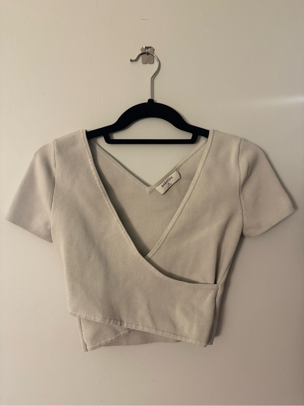 Aritzia Cream Wrap Crop Top
